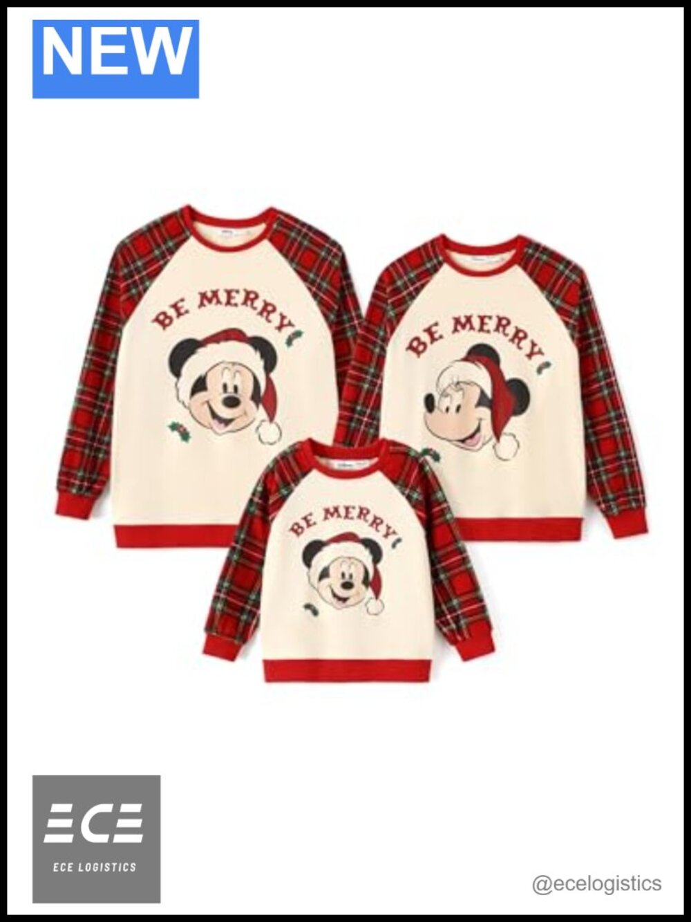 Disney Family Matching Christmas Sweatshirt Cotton Crew Neck Loose Fit Holiday